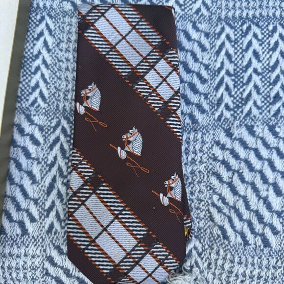 Wembley Brown and White Plaid Men's Tie - Picture 2 of 4